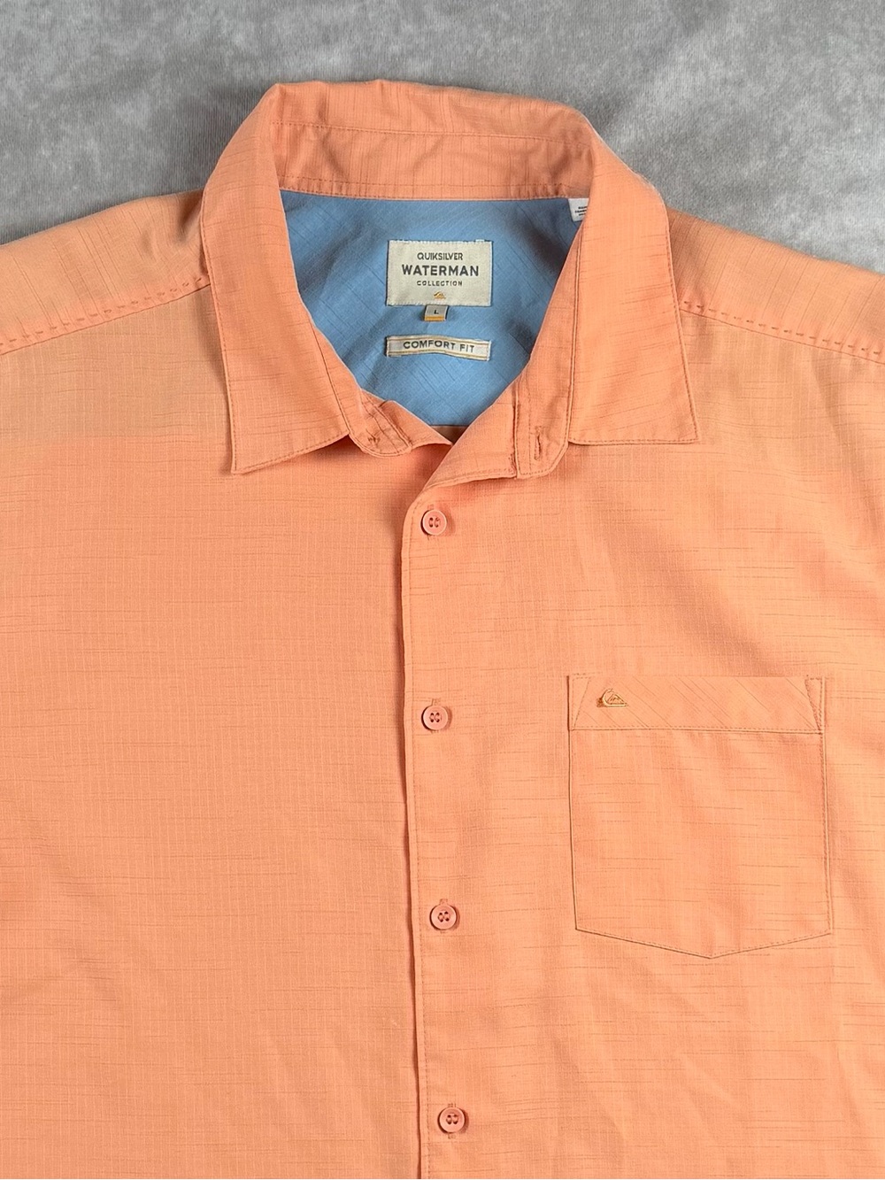 Quiksilver Waterman Peach Short-Sleeve Button-Down Shirt